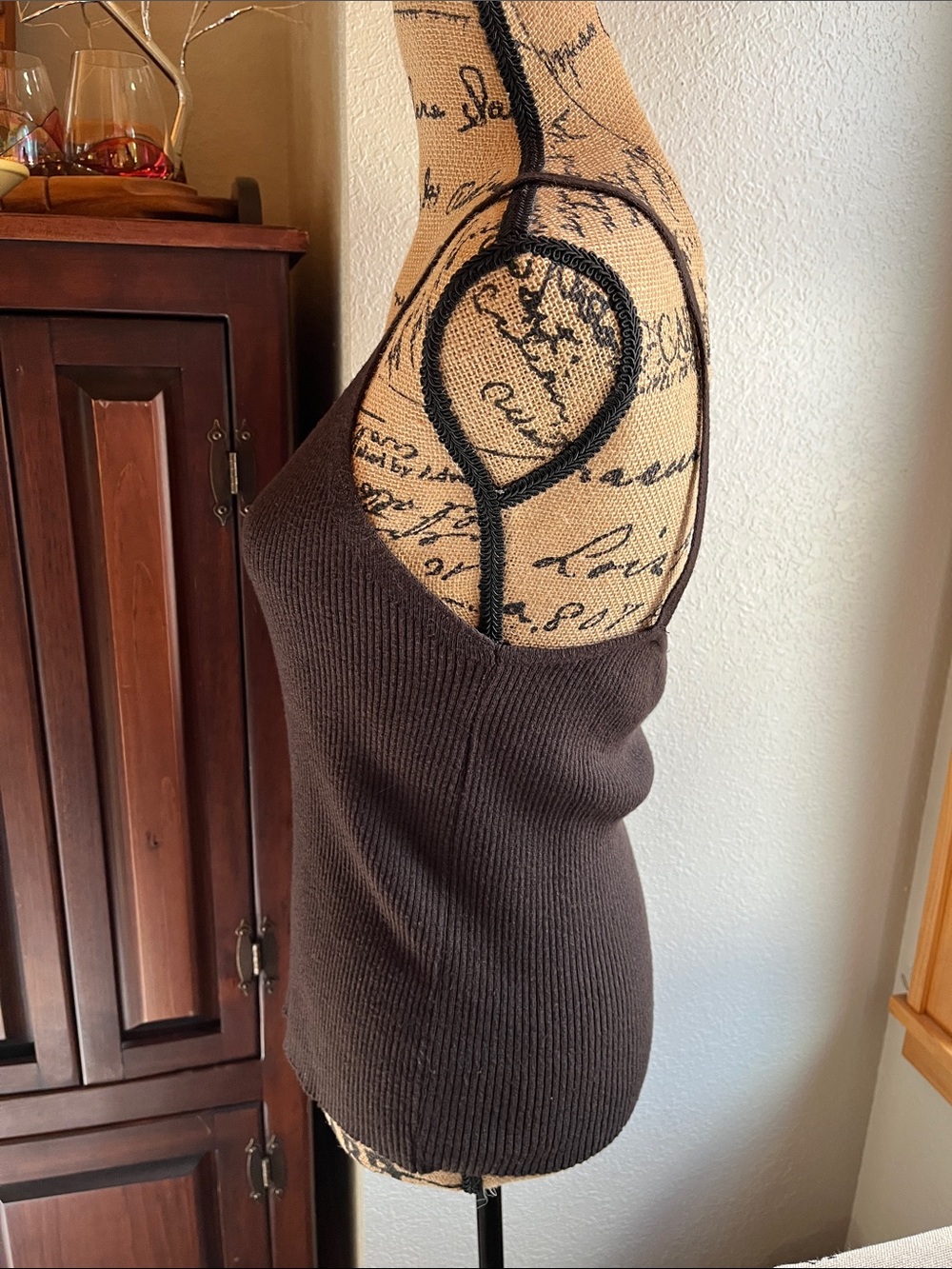 Kenneth Cole brown sweater tank top.  Size medium - Picture 3 of 11